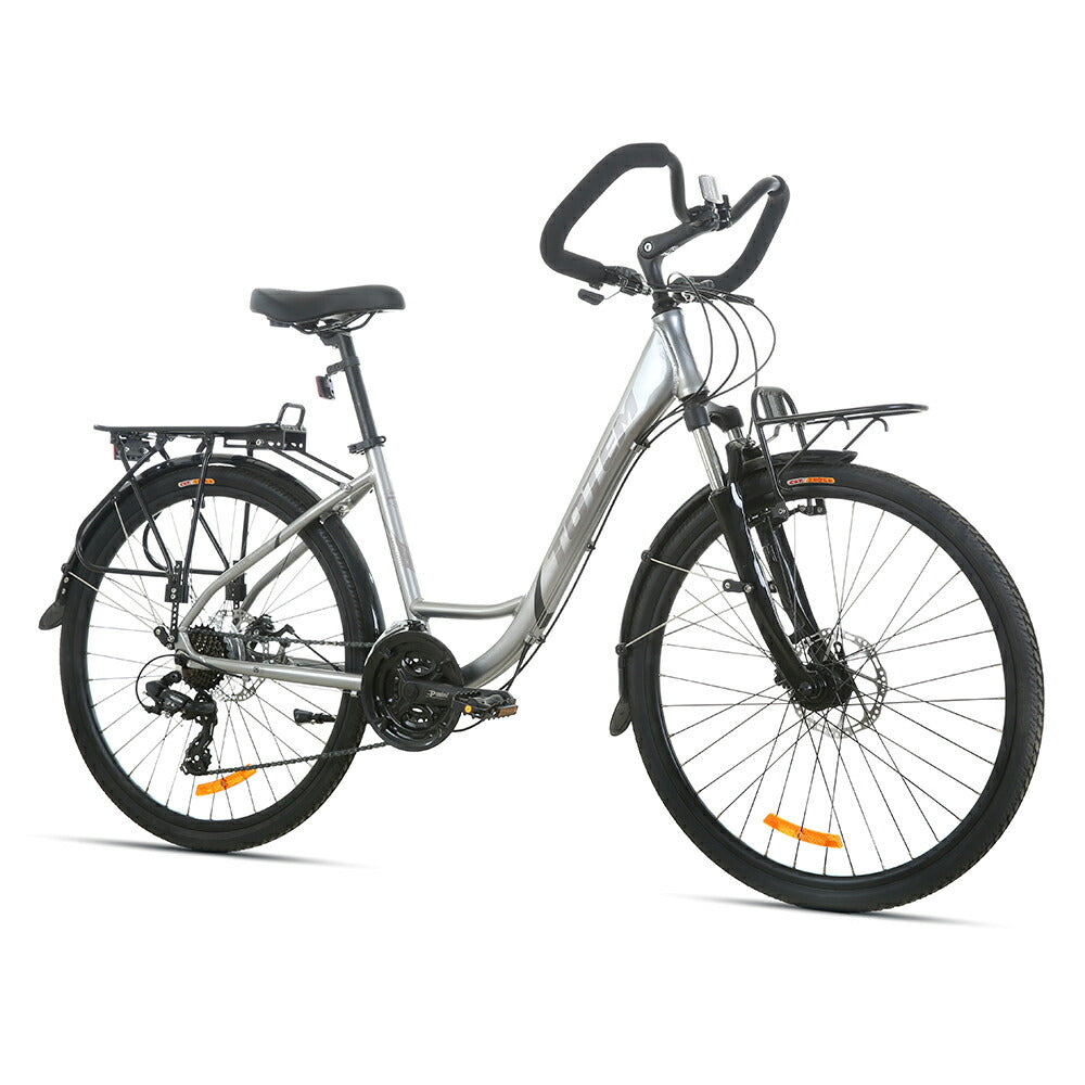 Totem自転車 MST シティサイクル 26インチ シマノ製24段変速 楽に走れる マルチポジション(バタフライ) トレッキングハンドル ママチャリ サスペンション 機械式ディスクブレーキ アルミニウム合金6061 T6(特許取得)シマノ shimano 迎え 送迎 通勤 通学 街乗り 送料無料
