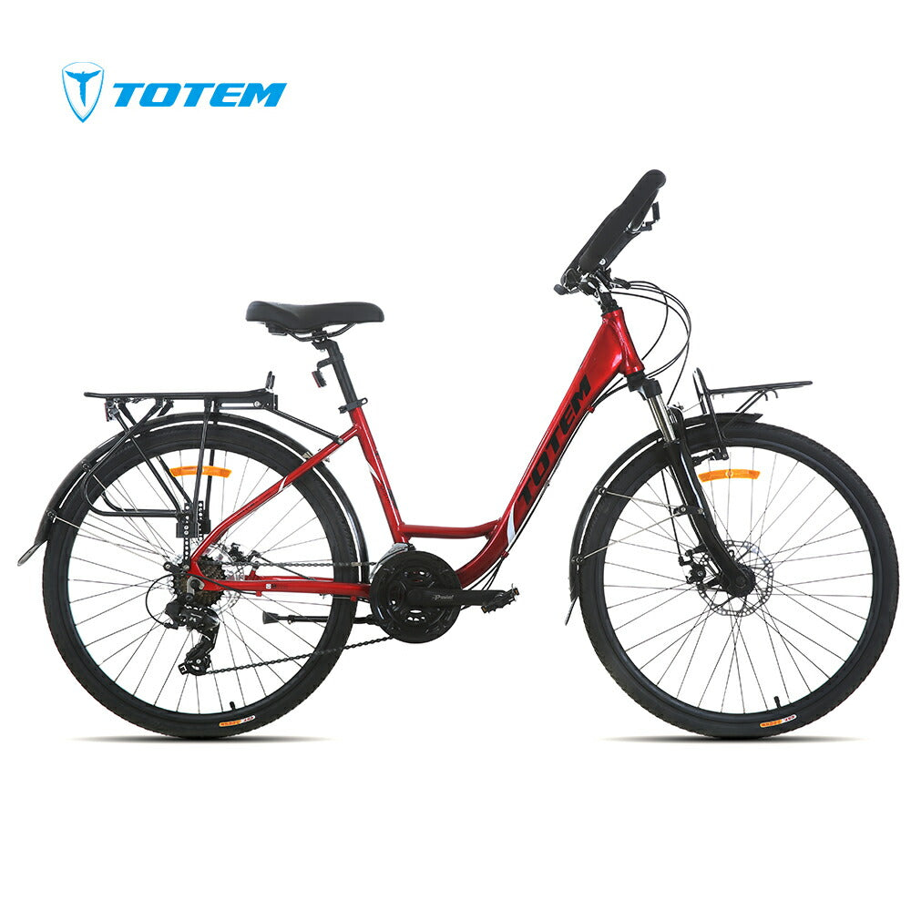 Totem自転車 MST シティサイクル 26インチ シマノ製24段変速 楽に走れる マルチポジション(バタフライ) トレッキングハンドル ママチャリ サスペンション 機械式ディスクブレーキ アルミニウム合金6061 T6(特許取得)シマノ shimano 迎え 送迎 通勤 通学 街乗り 送料無料