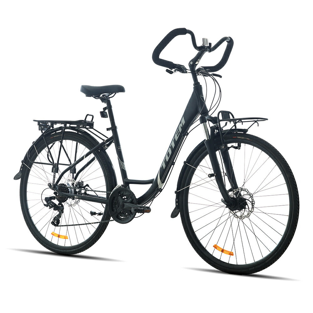 Totem自転車 MST シティサイクル 700C×432 シマノ製24段変速 shimano 楽に走れる マルチポジション(バタフライ) トレッキングハンドル アルミニウム合金6061 T6(特許取得) ママチャリ サスペンション 機械式ディスクブレーキ 迎え 送迎 通勤 通学 買い出し 送料無料