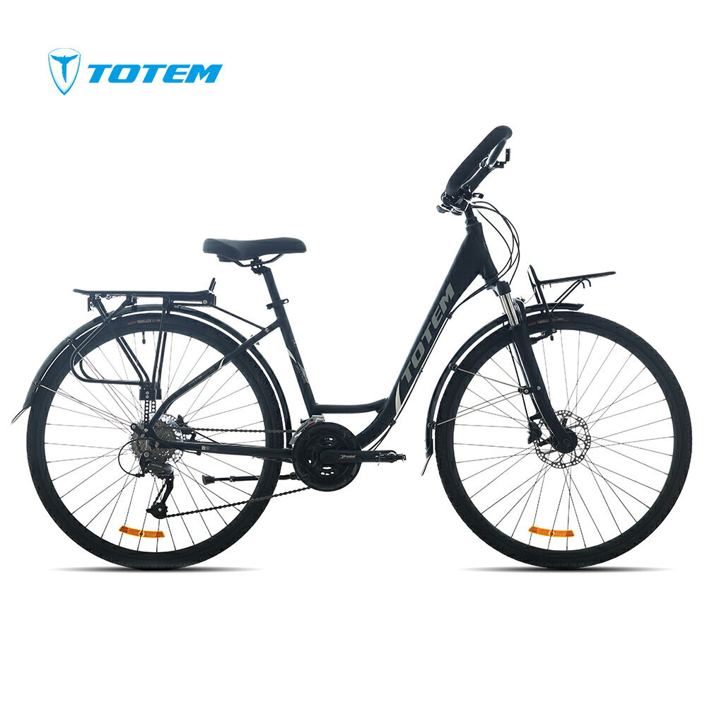Totem自転車 MST シティサイクル 700C シマノ製18段変速 SHIMANO CUES 楽に走れる マルチポジション(バタフライ) トレッキングハンドル アルミニウム合金6061 T6 ママチャリ サスペンション 油圧式ディスクブレーキ 迎え 送迎 通勤 通学 街乗り 買い出し 送料無料