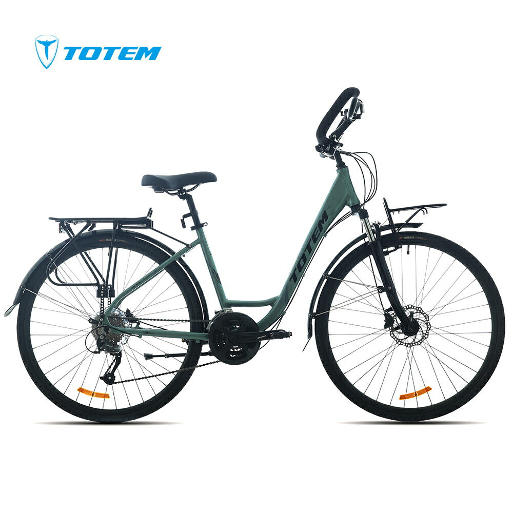 Totem自転車 MST シティサイクル 700C シマノ製18段変速 SHIMANO CUES 楽に走れる マルチポジション(バタフライ) トレッキングハンドル アルミニウム合金6061 T6 ママチャリ サスペンション 油圧式ディスクブレーキ 迎え 送迎 通勤 通学 街乗り 買い出し 送料無料