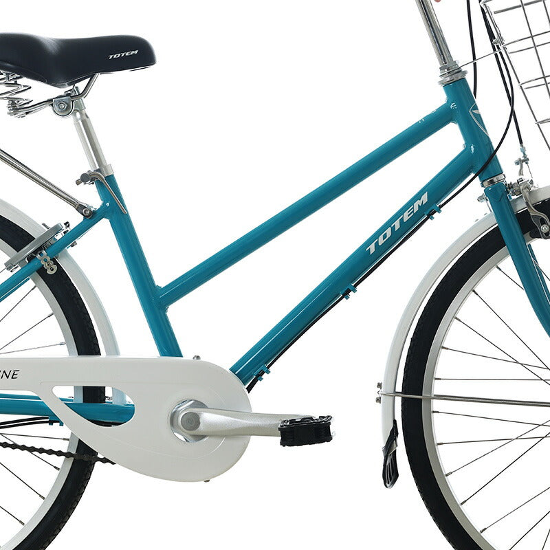 Totem自転車 KLL シティサイクル 24インチ ママチャリ 前かご付き 後ろリアキャリア付き フェンダー チェンカバー付き シマノ製内装三段変速 身長145cm~ アルミニウム合金6061 T6 シマノ shimano 買い物 買い出し 街乗り 生活便利 妻 女性 プレゼント ギフト 送料無料