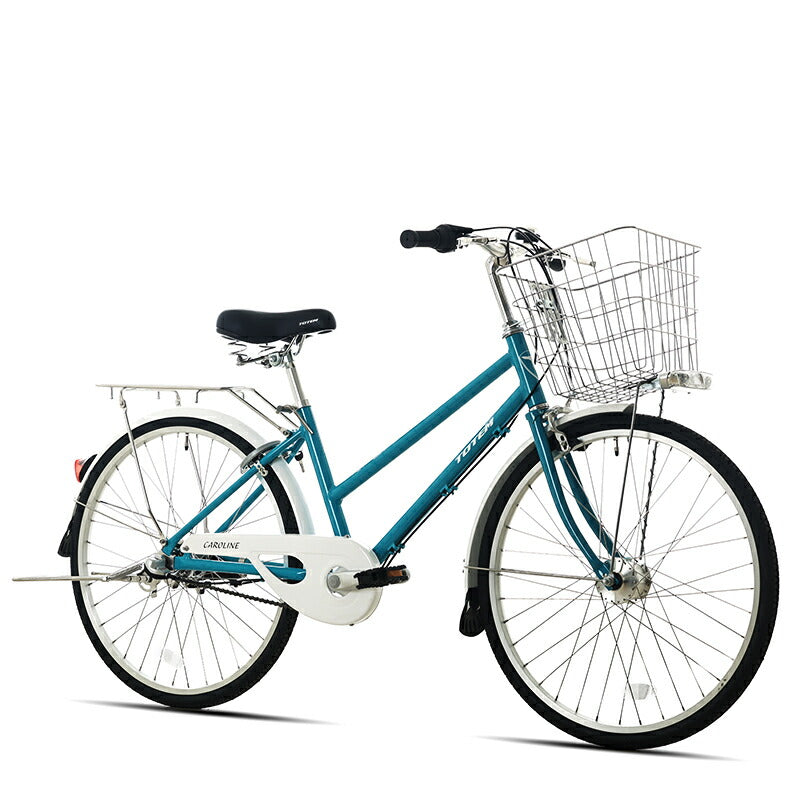 Totem自転車 KLL シティサイクル 24インチ ママチャリ 前かご付き 後ろリアキャリア付き フェンダー チェンカバー付き シマノ製内装三段変速 身長145cm~ アルミニウム合金6061 T6 シマノ shimano 買い物 買い出し 街乗り 生活便利 妻 女性 プレゼント ギフト 送料無料