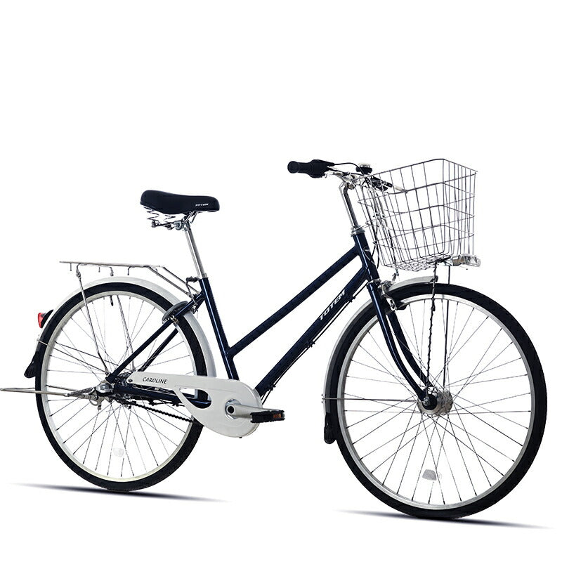 Totem自転車 KLL シティサイクル 26インチ ママチャリ 前かご付き 後ろリアキャリア付き フェンダー チェンカバー付き シマノ製内装三段変速 身長145cm~ アルミニウム合金6061 T6 シマノ shimano 買い物 買い出し 街乗り 生活便利 妻 女性 プレゼント ギフト 送料無料