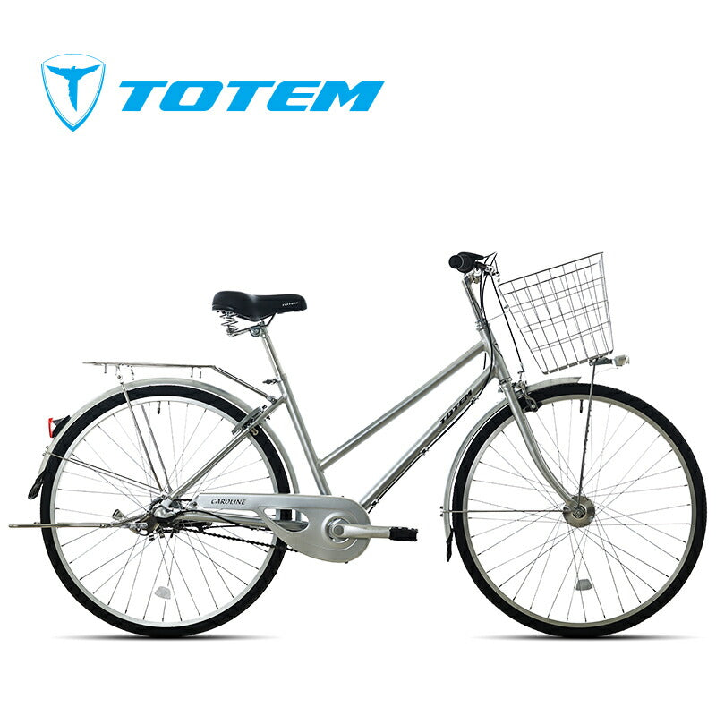 Totem自転車 KLL シティサイクル 26インチ ママチャリ 前かご付き 後ろリアキャリア付き フェンダー チェンカバー付き シマノ製内装三段変速 身長145cm~ アルミニウム合金6061 T6 シマノ shimano 買い物 買い出し 街乗り 生活便利 妻 女性 プレゼント ギフト 送料無料
