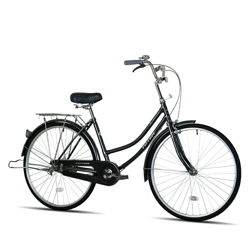 Totem自転車 BLQ シティサイクル 26インチ ママチャリ セミアップハンドル 前かごつけられる 後ろリアキャリア付き フェンダー チェンカバー付き 両立スタンド付き ベル付き 反射板付き 身長145cm~ 自転車 買い物 買い出し 生活便利 妻 女性 プレゼント ギフト 送料無料