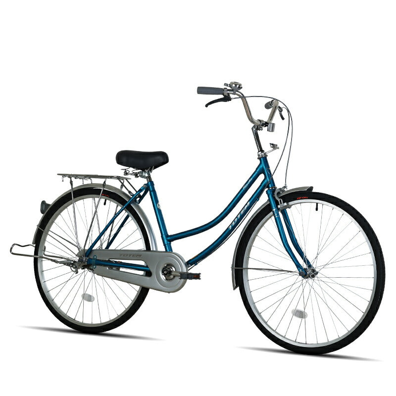 Totem自転車 BLQ シティサイクル 26インチ ママチャリ セミアップハンドル 前かごつけられる 後ろリアキャリア付き フェンダー チェンカバー付き 両立スタンド付き ベル付き 反射板付き 身長145cm~ 自転車 買い物 買い出し 生活便利 妻 女性 プレゼント ギフト 送料無料