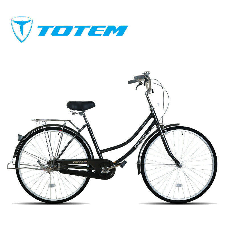 Totem自転車 BLQ シティサイクル 26インチ ママチャリ セミアップハンドル 前かごつけられる 後ろリアキャリア付き フェンダー チェンカバー付き 両立スタンド付き ベル付き 反射板付き 身長145cm~ 自転車 買い物 買い出し 生活便利 妻 女性 プレゼント ギフト 送料無料