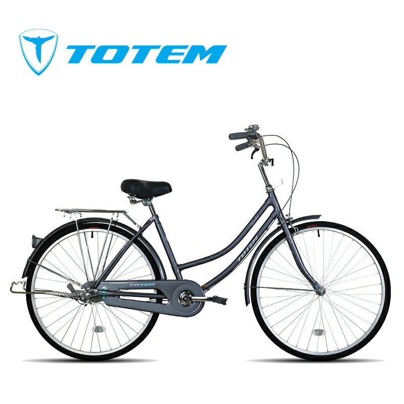 Totem自転車 BLQ シティサイクル 26インチ ママチャリ セミアップハンドル 前かごつけられる 後ろリアキャリア付き フェンダー チェンカバー付き 両立スタンド付き ベル付き 反射板付き 身長145cm~ 自転車 買い物 買い出し 生活便利 妻 女性 プレゼント ギフト 送料無料