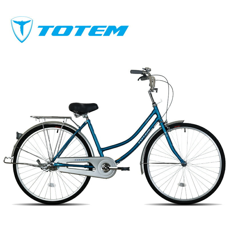 Totem自転車 BLQ シティサイクル 26インチ ママチャリ セミアップハンドル 前かごつけられる 後ろリアキャリア付き フェンダー チェンカバー付き 両立スタンド付き ベル付き 反射板付き 身長145cm~ 自転車 買い物 買い出し 生活便利 妻 女性 プレゼント ギフト 送料無料