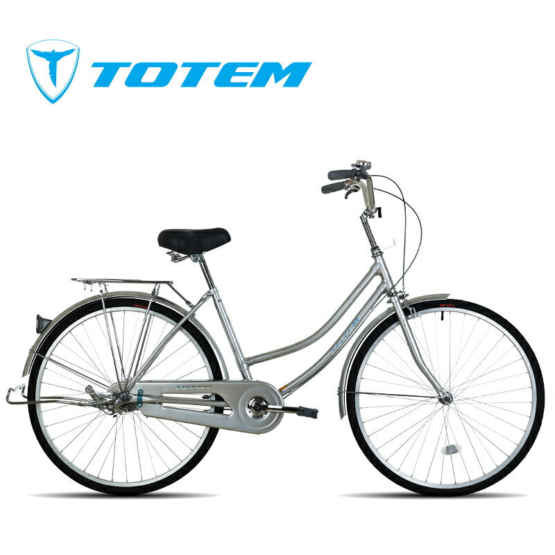 Totem自転車 BLQ シティサイクル 26インチ ママチャリ セミアップハンドル 前かごつけられる 後ろリアキャリア付き フェンダー チェンカバー付き 両立スタンド付き ベル付き 反射板付き 身長145cm~ 自転車 買い物 買い出し 生活便利 妻 女性 プレゼント ギフト 送料無料