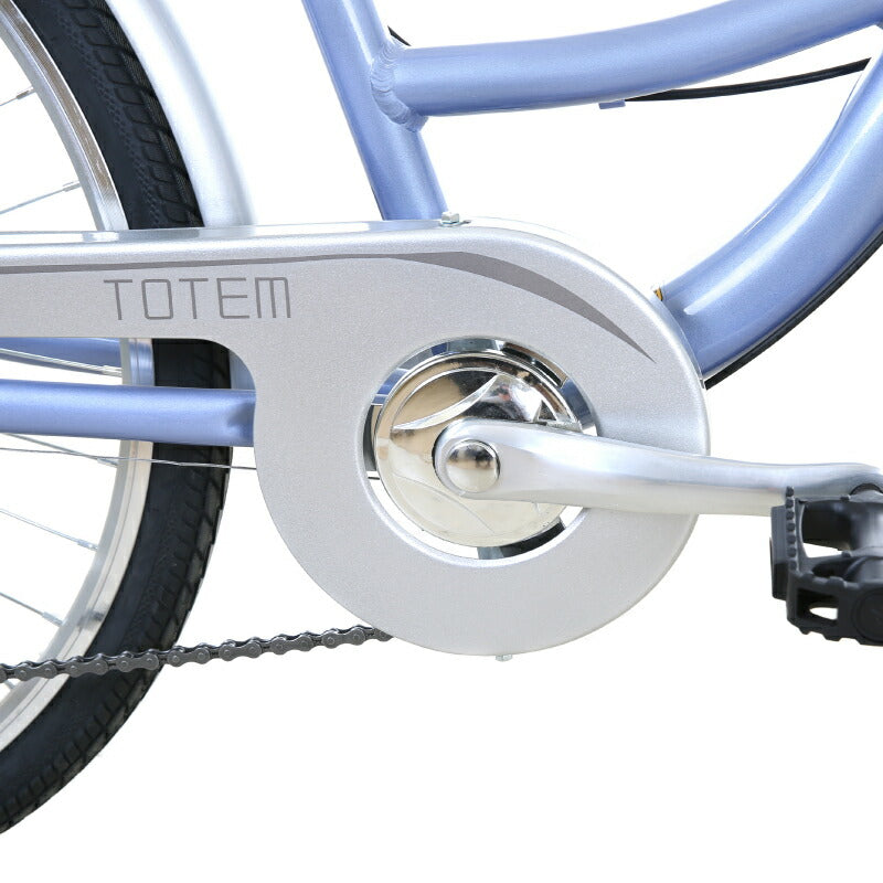 Totem自転車 KLS シティサイクル 24~26インチ ママチャリ シマノ製6段変速 前かご付き 後ろリアキャリア付き フェンダー チェンカバー付き 身長145cm~ アルミニウム合金6061 T6 特許取得 シマノ shimano 買い物 買い出し 生活便利 妻 女性 プレゼント ギフト 送料無料