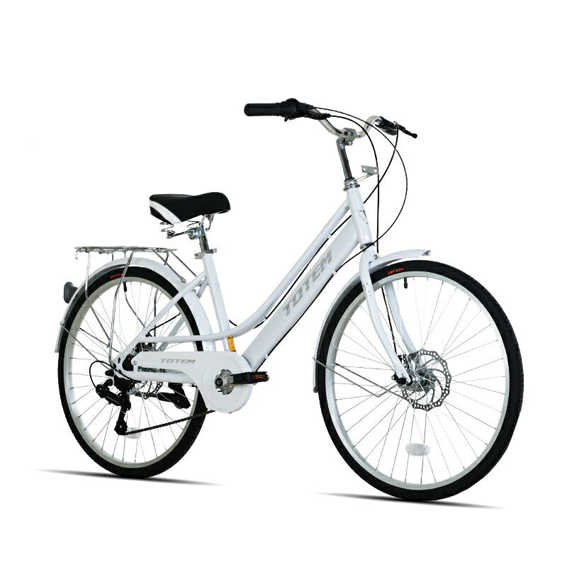 Totem自転車 ALS シティサイクル 24インチ ママチャリ シマノ製7段変速 ディスクブレーキ 前かごつけられる 後ろリアキャリア付き フェンダー チェンカバー付き 身長140cm~ 自転車 シマノ shimano 買い物 買い出し 生活便利 妻 女性 プレゼント ギフト 送料無料 TOTEM