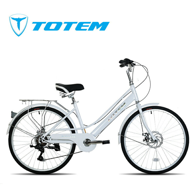 Totem自転車 ALS シティサイクル 24インチ ママチャリ シマノ製7段変速 ディスクブレーキ 前かごつけられる 後ろリアキャリア付き フェンダー チェンカバー付き 身長140cm~ 自転車 シマノ shimano 買い物 買い出し 生活便利 妻 女性 プレゼント ギフト 送料無料 TOTEM