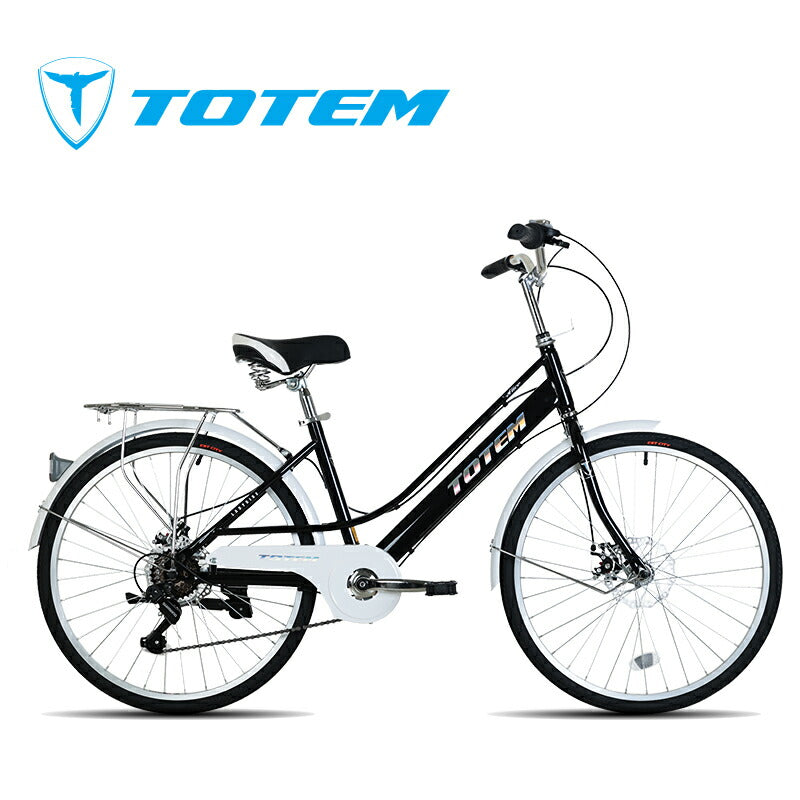 Totem自転車 ALS シティサイクル 24インチ ママチャリ シマノ製7段変速 ディスクブレーキ 前かごつけられる 後ろリアキャリア付き フェンダー チェンカバー付き 身長140cm~ 自転車 シマノ shimano 買い物 買い出し 生活便利 妻 女性 プレゼント ギフト 送料無料 TOTEM