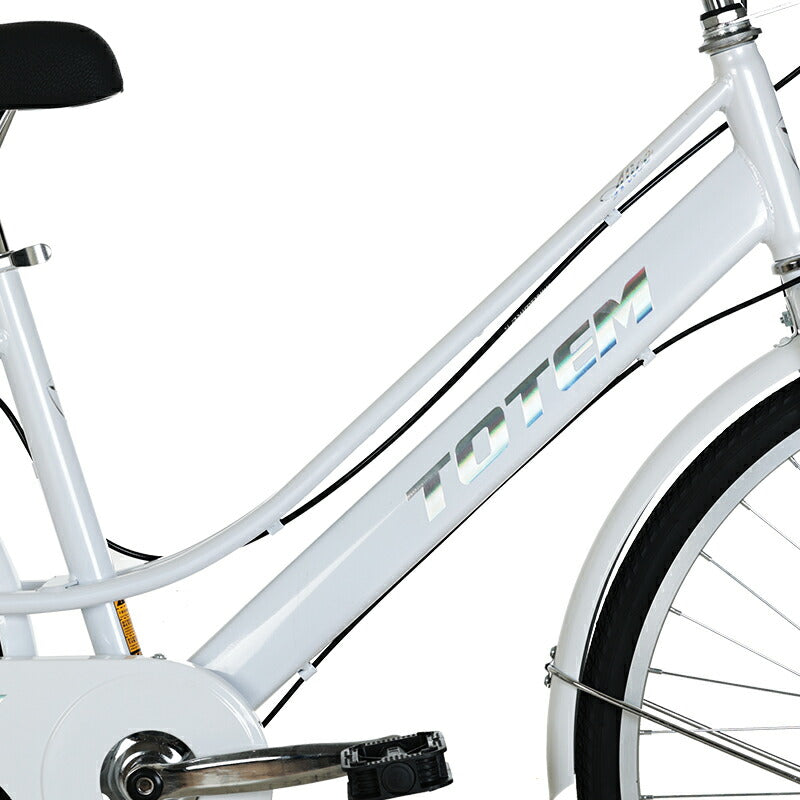 Totem自転車 ALS シティサイクル 24インチ ママチャリ シマノ製7段変速 ディスクブレーキ 前かごつけられる 後ろリアキャリア付き フェンダー チェンカバー付き 身長140cm~ 自転車 シマノ shimano 買い物 買い出し 生活便利 妻 女性 プレゼント ギフト 送料無料 TOTEM