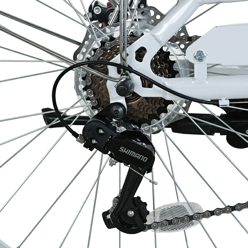 Totem自転車 ALS シティサイクル 24インチ ママチャリ シマノ製7段変速 ディスクブレーキ 前かごつけられる 後ろリアキャリア付き フェンダー チェンカバー付き 身長140cm~ 自転車 シマノ shimano 買い物 買い出し 生活便利 妻 女性 プレゼント ギフト 送料無料 TOTEM