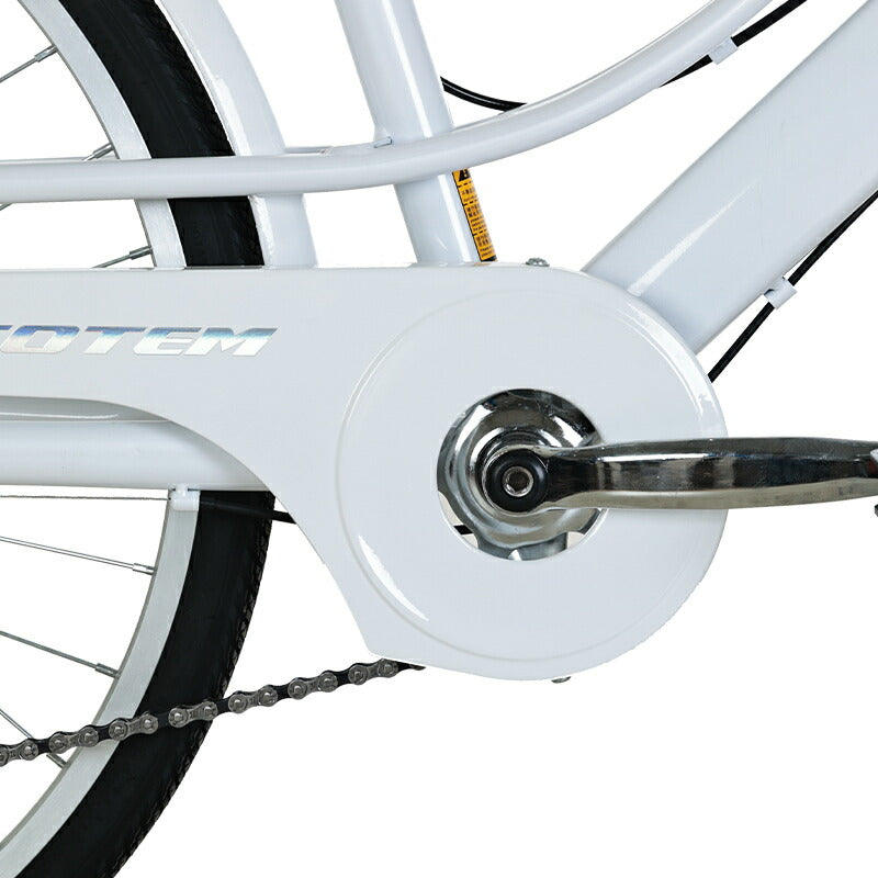 Totem自転車 ALS シティサイクル 24インチ ママチャリ シマノ製7段変速 ディスクブレーキ 前かごつけられる 後ろリアキャリア付き フェンダー チェンカバー付き 身長140cm~ 自転車 シマノ shimano 買い物 買い出し 生活便利 妻 女性 プレゼント ギフト 送料無料 TOTEM