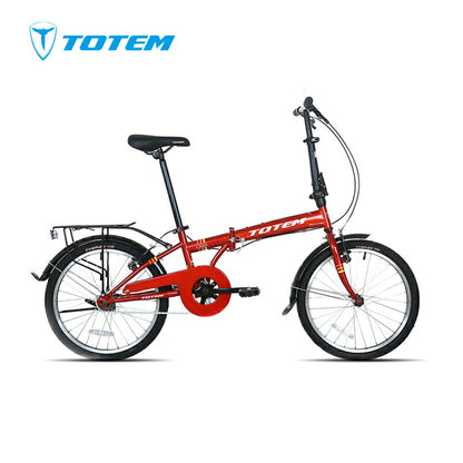 Totem自転車 CABU 折りたたみ自転車 20インチ 軽量 フレーム11.5 タイヤ20*1.75 リアキャリア付き フェンダー付き ミニベロ 折り畳み 自転車 シティサイクル 街乗り 通勤 通学 新生活 ブラック レッド プレゼント ギフト 送料無料 TOTEM