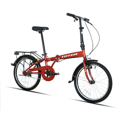Totem自転車 CABU 折りたたみ自転車 20インチ 軽量 フレーム11.5 タイヤ20*1.75 リアキャリア付き フェンダー付き ミニベロ 折り畳み 自転車 シティサイクル 街乗り 通勤 通学 新生活 ブラック レッド プレゼント ギフト 送料無料 TOTEM