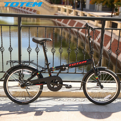 Totem自転車 CABU 折りたたみ自転車 20インチ 軽量 フレーム11.5 タイヤ20*1.75 リアキャリア付き フェンダー付き ミニベロ 折り畳み 自転車 シティサイクル 街乗り 通勤 通学 新生活 ブラック レッド プレゼント ギフト 送料無料 TOTEM